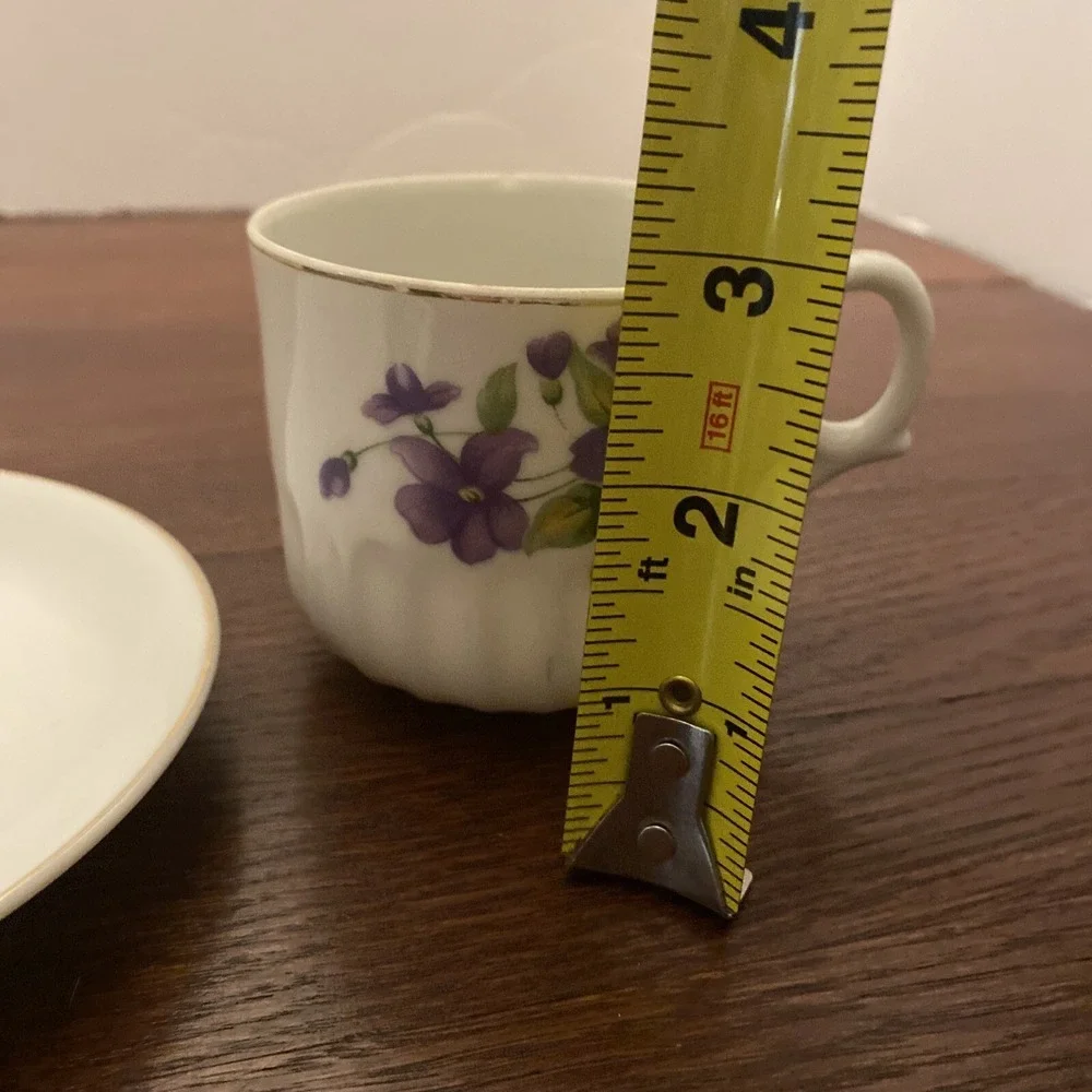 Purple‎ Floral Tea Set Teacup & Saucer Vintage Ceramic Gold Trimmed Japan